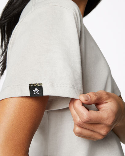 Heathered Short Sleeve T-Shirt Dress Natural Heather, Detail View