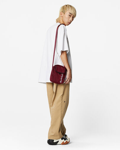 Embroidered Cross-body Bag Dark Beetroot/Black Cherry