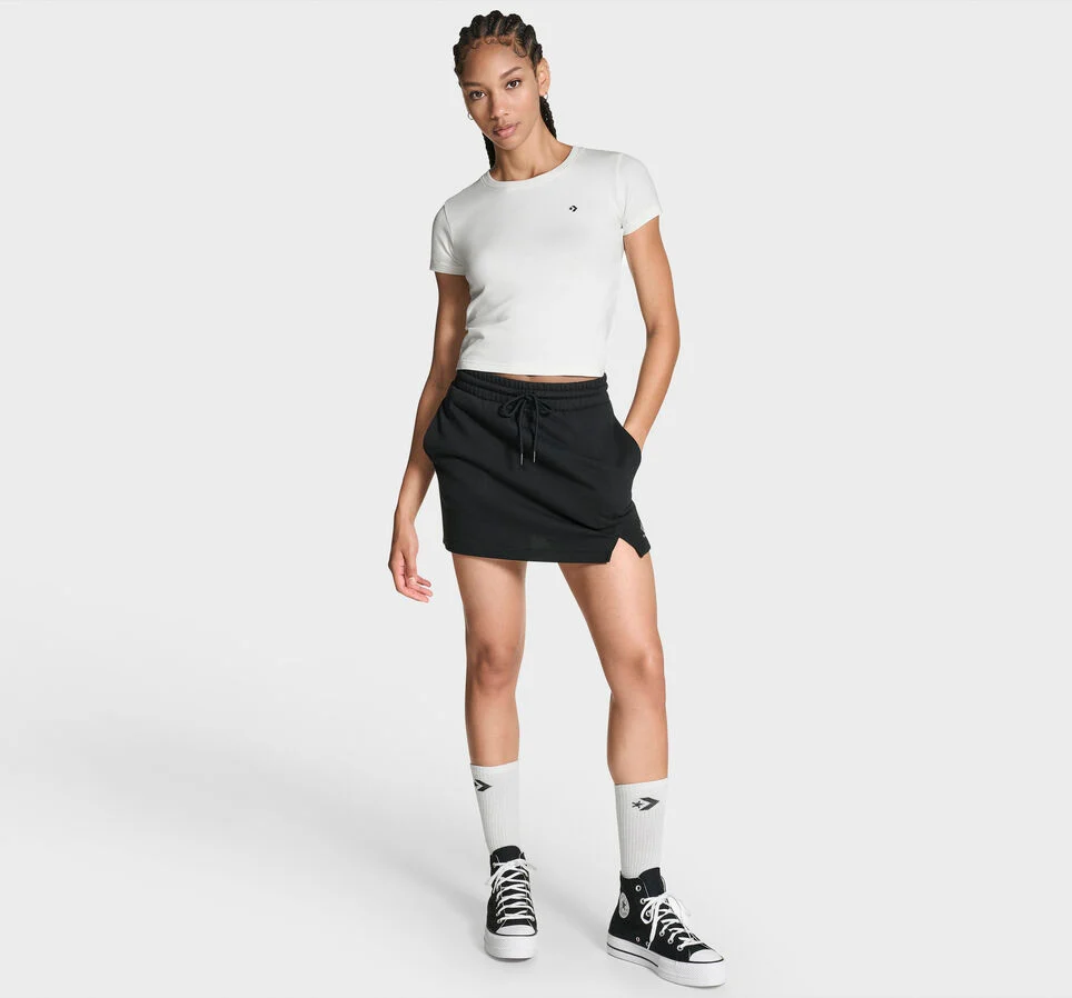 Star Chevron Slim Cropped T-Shirt White
