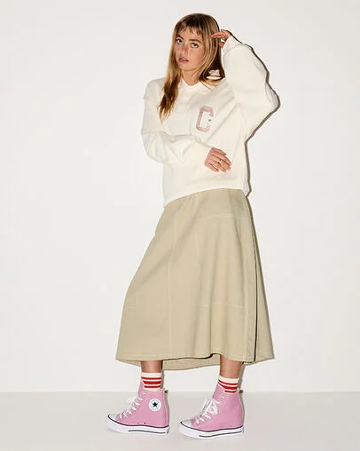 Chuck Taylor All Star Wedge Platform Cliffside Rose/White/Black, On Foot Shot 1