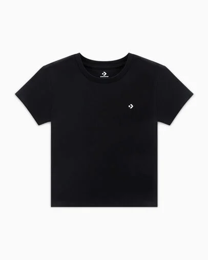 Cropped T-Shirt Converse Black, Front View