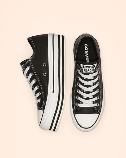 Chuck Taylor All Star Platform Low Top Black/White/Black, Top and Side View