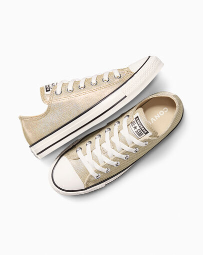 Chuck Taylor All Star Sparkle Last Straw/Egret/Black, Angled View