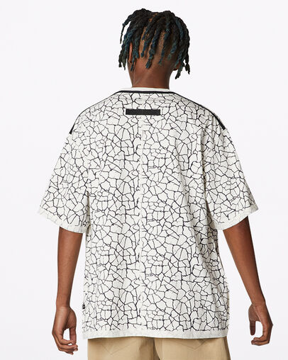 Crossover Print Short Sleeve T-Shirt Crackle Egret, Back View