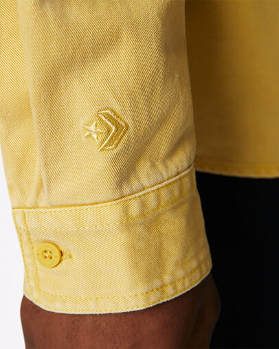 Woven Long Sleeve Button Down Washed Saturn Gold