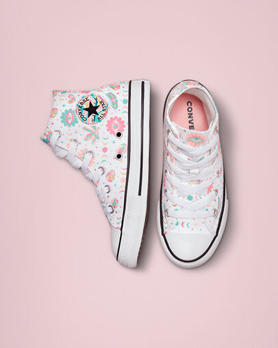 Chuck Taylor All Star Mystic Gems Blanc/Rose/Corail blanchi, Top and Side View