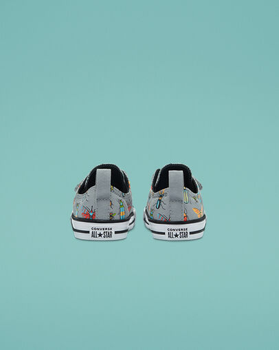 Chuck Taylor All Star Easy-On A Bug's World Ash Stone/Black/Bright Poppy, Heel View