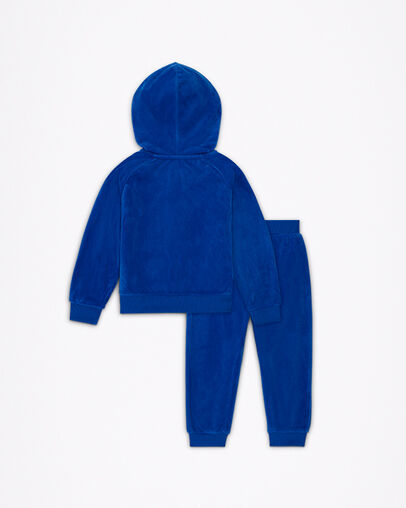 Ensemble combinaison &agrave; capuche en velours Chuck Taylor Patch Bleu laser, Back View