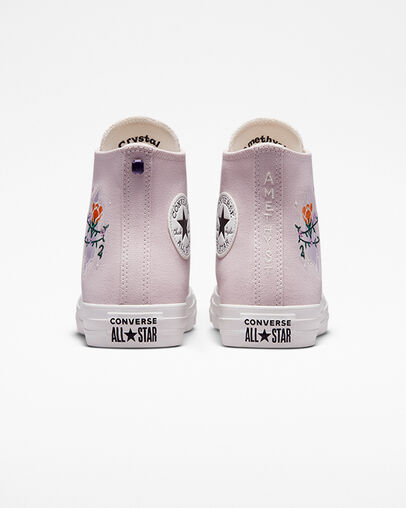 Chuck Taylor All Star Embroidered Crystals Barely Rose/Vintage White, Heel View