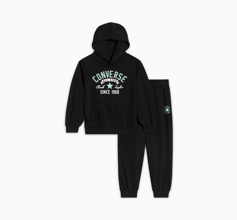 Retro Remix Hoodie and Jogger Set Schwarz