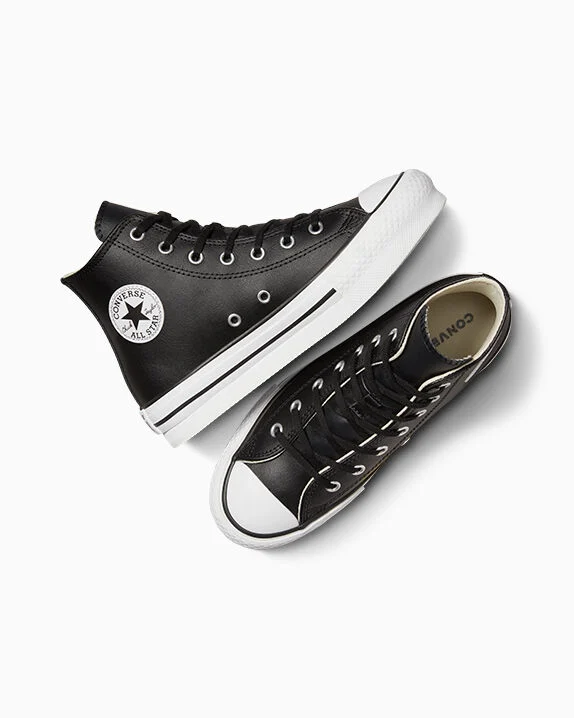 Chuck Taylor All Star Lift Platform Leather Nero/Avorio naturale/Bianco