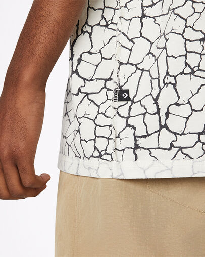 Crossover Print Short Sleeve T-Shirt Crackle Egret, Detail View