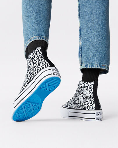 Chuck Taylor All Star Lift Platform My Story Black/Egret/Digital Blue, On Foot Shot 1