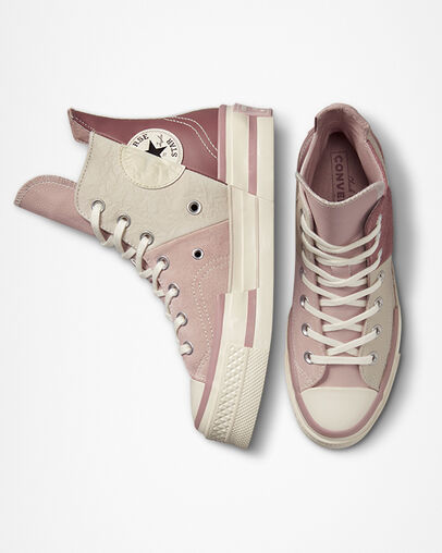 Chuck 70 Plus Mixed Materials Stone Mauve/Desert Sand/Saddle, Top and Side View