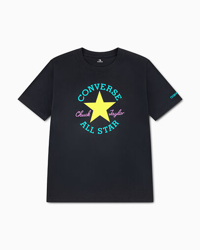 Chuck Taylor Patch T-Shirt Black/Neon Mantis Green, Front View