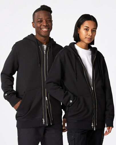 Sudadera con capucha con cremallera completa Utility Fleece Negro Converse, Front View