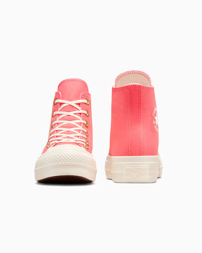 Chuck Taylor All Star Lift Platform Watermelon Slushy/Egret/Wit, Heel View