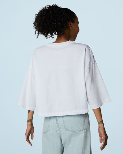 Notebook Doodle Oversized Cropped T-Shirt White, Back View