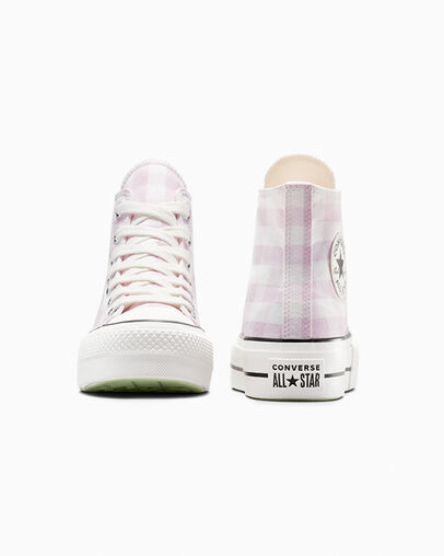 Chuck Taylor All Star Lift Platform Gingham Vintage White/Summit Pink, Heel View