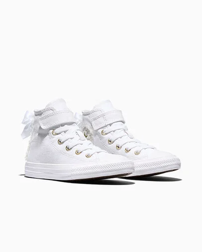 Chuck Taylor All Star Satin Bows White/White/Gold, Top and Side View