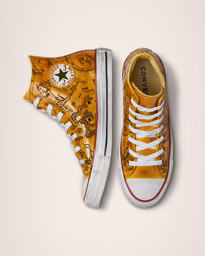 Chuck Taylor All Star Zodiac Leather Mustard Zodiac, Top and Side View