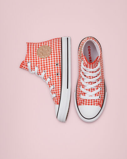 Chuck Taylor All Star Gingham Bright Poppy/White/Black, Top and Side View