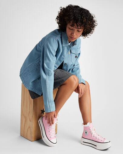 Chuck Taylor All Star Lift Double Stack Platform Canvas Calambre medusa claro/Garza, On Foot Shot 2