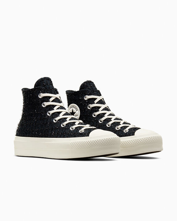 Chuck Taylor All Star Lift Platform Tweed Shimmer Black/Silver/Egret