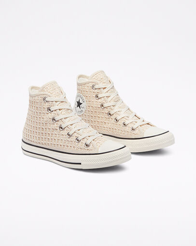 Raffia Chuck Taylor All Star Ivoire naturel/Aigrette/Noir, Angled View