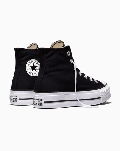 Chuck Taylor All Star Platform Zwart/Wit/Wit, Heel View