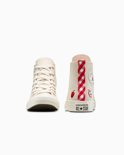 Chuck Taylor All Star Checkered Accents Light Dune/Egret/Red, Heel View