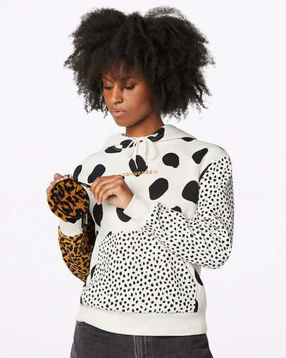 Leopard Fleece Circle Utility Pouch Leopard Fur/Converse Black