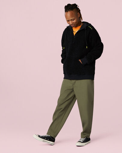 Mountain Club Sherpa Pullover Hoodie Converse Black, Full Body View