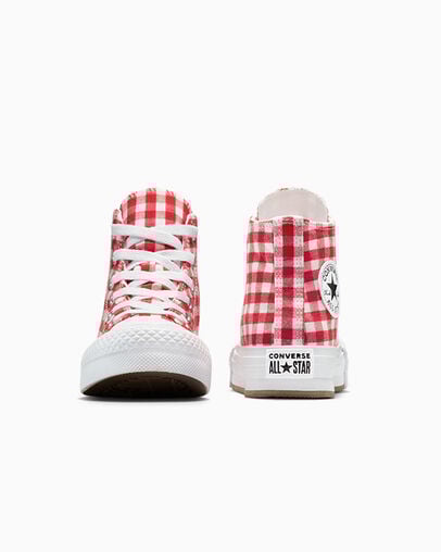 Chuck Taylor All Star EVA Lift Platform Checkered Vintage White/Red/White, Heel View