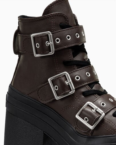 Chuck 70 De Luxe Heel Platform Leather & Buckles Bebida fresca/Negro/Plata, Detail Angle View
