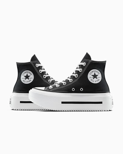 Chuck Taylor All Star Lift Double Stack Platform Canvas Zwart/Wit/Zwart, Detail Angle View