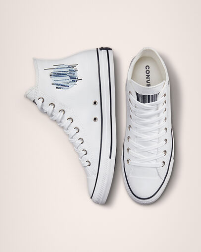 Chuck Taylor All Star Translucent Barcode Blanco/Negro/Blanco, Top and Side View