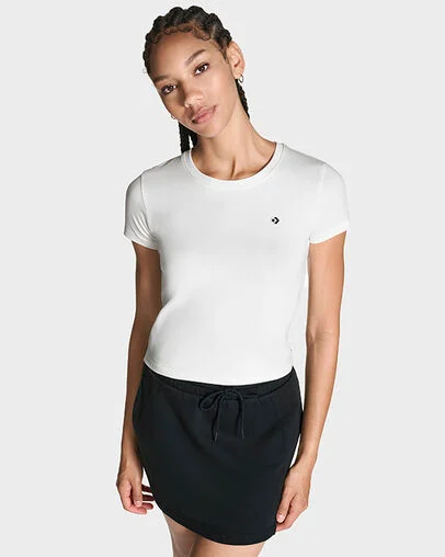 Star Chevron Slim Cropped T-Shirt White, Back View