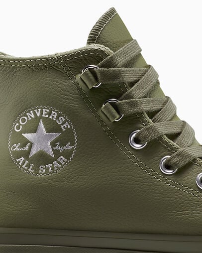 Chuck Taylor All Star Lift Platform Leather Utility/Utility/Silver, Detail Angle View