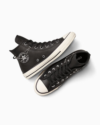 Converse Chuck Taylor All Star Chains High-Top Shoe Leather In Black, Size 10 - A16409C
