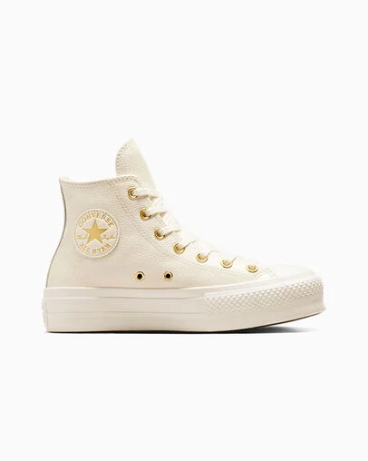 Chuck Taylor All Star Lift Platform Golden Hits Egret/Egret/Gold, Outer Side View
