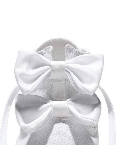 Chuck Taylor All Star Satin Bows White/White/Light Gold, Detail Angle View