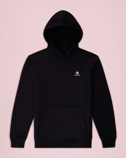 Embroidered Star Chevron Pullover Hoodie Converse Black, Front View