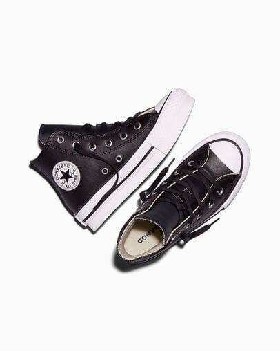 Chuck Taylor All Star Lift Platform Leather Zwart/Natural Ivory/Wit, Angled View