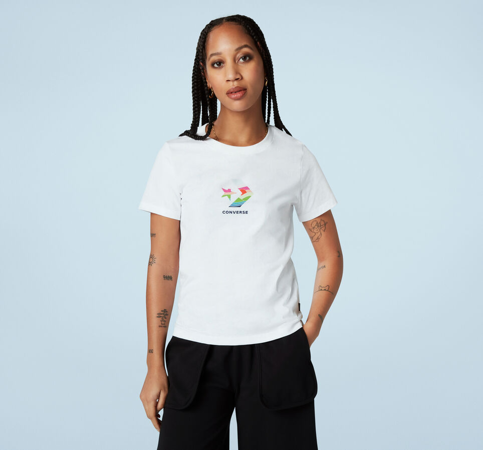 Sun Fill Star Chevron Classic Short Sleeve T-Shirt White