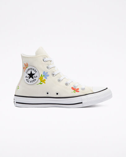 Chuck Taylor All Star Floral Print Egret/Black/White, Outer Side View