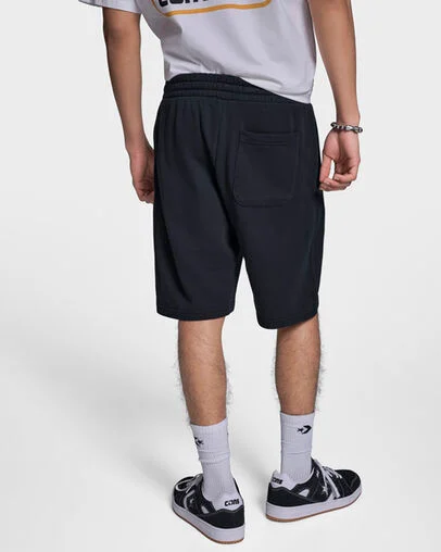 Embroidered Star Chevron Standard-Fit Shorts Black, Back View