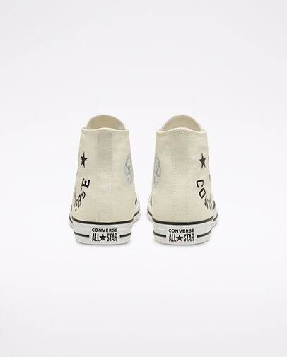 Cheerful Chuck Taylor All Star High Top Egret/Black/White, Heel View