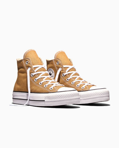 Chuck Taylor All Star Lift Platform Honey Stick Brown/White/Black, Top and Side View