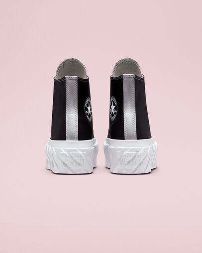 Chuck Taylor All Star Lift 2X Platform Matte Metallic Bufera/Slate Sage/Bianco, Heel View